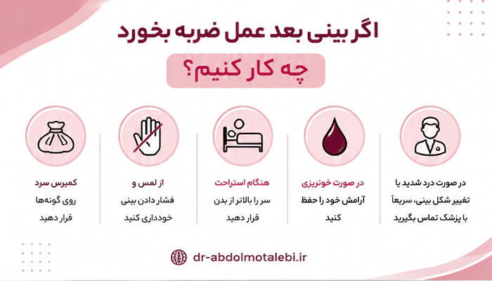 اقدامات لازم بعد از ضربه به بینی بعد عمل